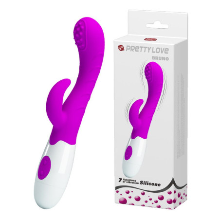 PRETTY LOVE BRUNO VIBRATORE IN SILICONE CON 7 FUNZIONI DI VIBRAZIONE E STIMOLATORE CLITORIDE RABBIT