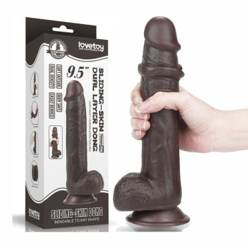 LOVETOY FALLO REALISTICO DILDO NERO CON PELLE SCORREVOLE 9,5”