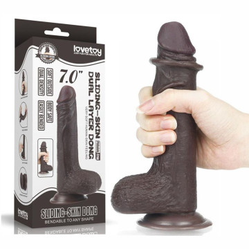 LOVETOY FALLO REALISTICO DILDO NERO CON PELLE SCORREVOLE 7,5”