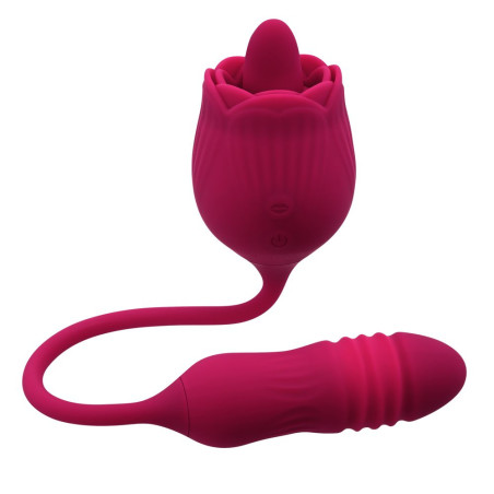 EVOLVED WILD ROSE VIBRATORE IN SILICONE PROIETTTILE VIBRANTE E ROSA CON LINGUA VIBRANTE RICARICABILE USB