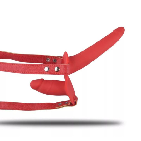 STRAP ON FEMMINILE FALLO INDOSSABILE DOPPIO IN SILICONE ROSSO