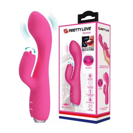 PRETTY LOVE VIBRATORE IN SILICONE RABBIT CON STIMOLATORE CLITORIDE LINGUA E VIBRAZIONE PUNTO G