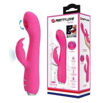 PRETTY LOVE VIBRATORE IN SILICONE RABBIT CON STIMOLATORE CLITORIDE VIBRANTE E LINGUA SU PUNTO G