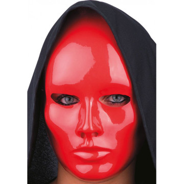 MASCHERA VISO MEDIO ROSSO IN PLASTICA CON CARTELLINO ETICHETTA