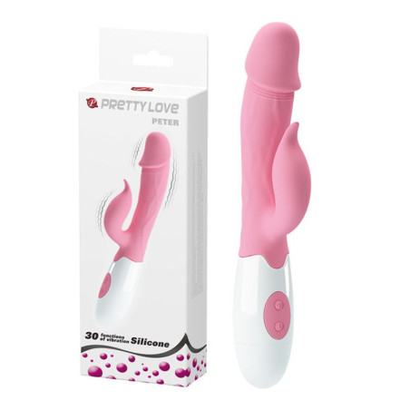 PRETTY LOVE PETER VIBRATORE IN SILICONE CON 30 FUNZIONI DI VIBRAZIONE E STIMOLATORE CLITORIDE RABBIT