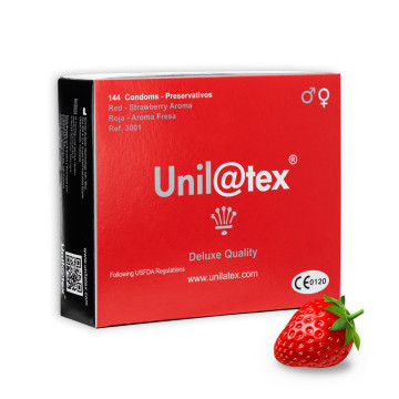 UNILATEX PRESERVATIVI PROFILATTICI COLORE ROSSO AROMA FRAGOLA 144 PZ