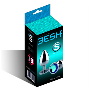 EESH® PLUG IN METALLO CROMATO CON GIOIELLO BLU TG S SADOMASO BDSM FETISH