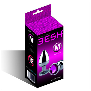 EESH® ANAL PLUG IN METALLO CROMATO CON GIOIELLO ROSA TG M SADOMASO BDSM FETISH