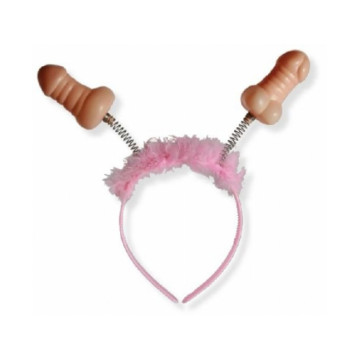 CERCHIETTO CON PELO ROSA E PISELLI CON MOLLA ADDIO AL NUBILATO CELIBATO GADGET PER ADULTI SEXY PARTY