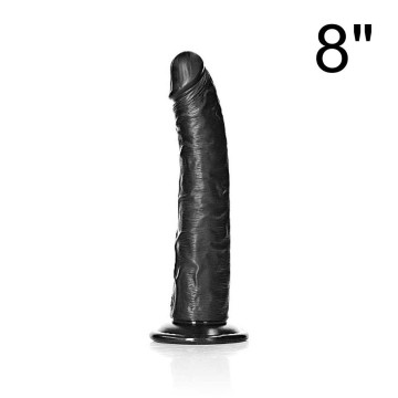 REALROCK DILDO REALISTICO NERO ANALE SLIM 8” CON VENTOSA