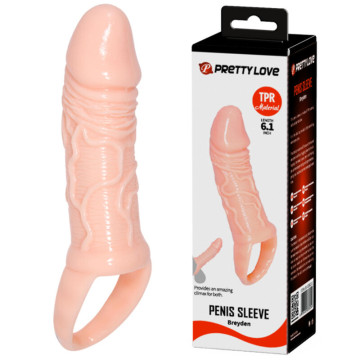 PRETTY LOVE BREYDEN PROLUNGA FALLICA COLOR CARNE CON ANELLO PER I TESTICOLI E VENE PRONUNCIATE