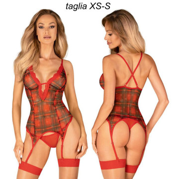 Obsessive Corsetto intimo Jollymore rosso per Natale con motivo natalizio Capodanno lingerie taglia XS-S