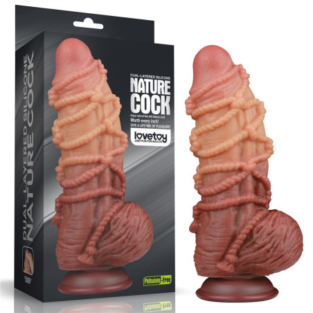 LOVETOY Dildo fallo realistico gigante extra large in silicone a doppia densità con testicoli e ventosa 24 cm