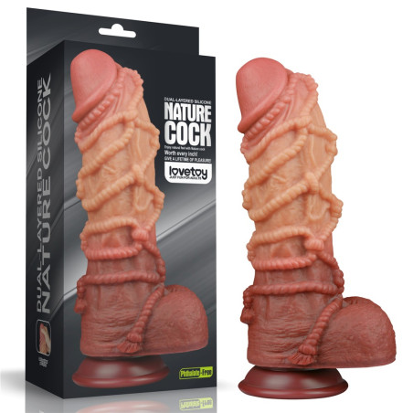 LOVETOY Dildo fallo realistico gigante extra large in silicone a doppia densità con testicoli e ventosa 27 cm