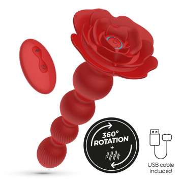 Stimolatore anale rotante prostatico rosa rossa vibratore in silicone con telecomando e rotazione ricaricabile USB