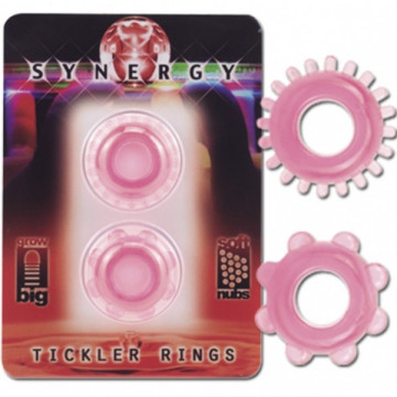 19105 SYNERGY TICKLER RINGS SET DI 2 ANELLI ROSA IN TPE