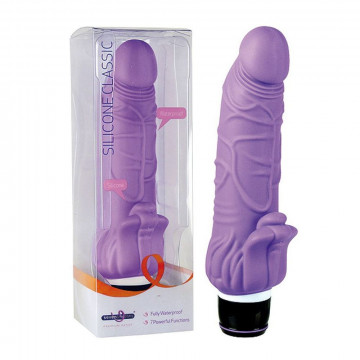 SEVEN CREATIONS STIMU PURPLE – FALLO REALISTICO VIBRANTE CON STIMOLATORE IN SILICONE VIOLA CM 19