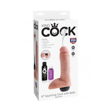 PD560221 KING COCK 8" SQUIRTING COCK BALLS FLESH