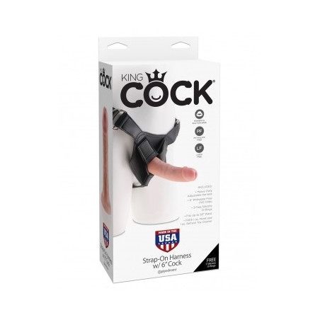 PD5621-21 KING COCK STRAP-ON HARNESS W/FLESH 6" COCK