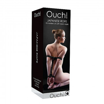 OU031BLK OUCH! CORDA DA BONDAGE INTRECCIATA NERA A 16 CAPI IN NYLON 10 M