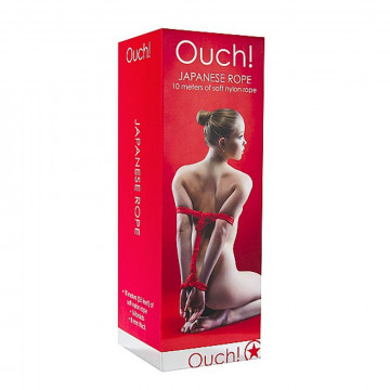 OU031RED OUCH! CORDA DA BONDAGE INTRECCIATA ROSSA A 16 CAPI IN NYLON 10 M