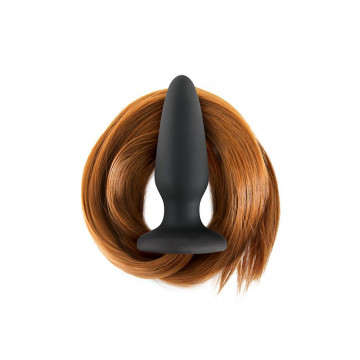 280418 FILLY TAILS CHESTNUT  PLUG ANALE IN SILICONE NERO CON CODA DI CAVALLO