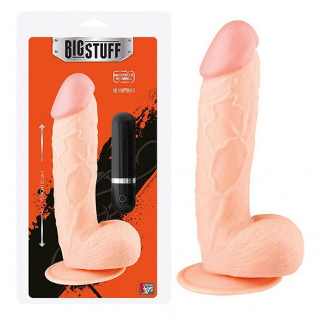 20874 BIGSTUFF 8” FLESH  FALLO REALISTICO VIBRANTE CON VENTOSA E TESTICOLI 20 CM