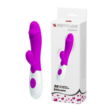 PRETTY LOVE SNAPPY VIBRATORE VAGINALE CON STIMOLATORE CLITORIDE RABBIT IN SILICONE VIOLA