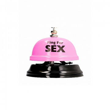 BEL010-1 CAMPANELLINO ROSA CON SCRITTA NERA ‘RING FOR SEX’