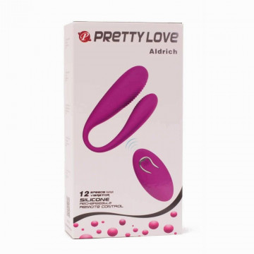 PRETTY LOVE ALDRICH  VIBRATORE DI DESIGN IN SILICONE FUXIA 12 FUNZIONI CON TELECOMANDO WIRELESS RICARICABLE USB