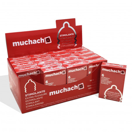 MUCHACHO STIMOLANTE PROFILATTICI PRESERVATIVI TRASPARENTI CON RILIEVI SENZA AROMA 6 X 20