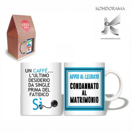 3397-2 ESPRESSO MUG CELIBATO PARTY  TAZZINA PER CAFFE' CON SCATOLA REGALO