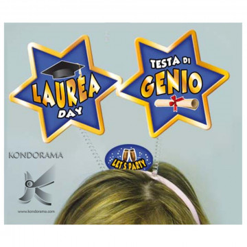 2696-12 CERCHIETTO CON ANTENNE "LAUREA DAY TESTA DI GENIO"