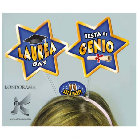 2696-12 CERCHIETTO CON ANTENNE "LAUREA DAY TESTA DI GENIO"