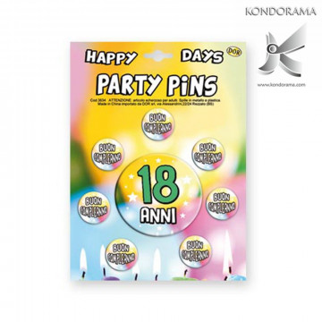 3634-01 SET SPILLE "PARTY PINS" 18 ANNI COMPLEANNO