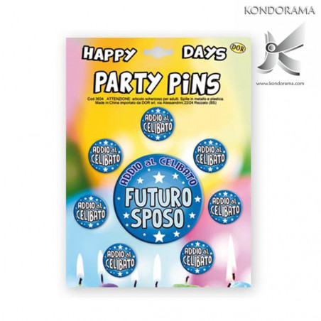 3634-14 SET SPILLE "PARTY PINS" FUTURO SPOSO ADDIO AL CELIBATO PARTY