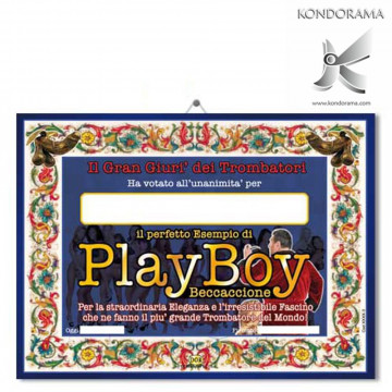 5687-2 DIPLOMA CM 22 X 30 "PLAYBOY" CON GANCETTO E BUSTA