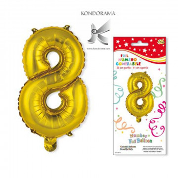 3419-8G NUMERI GONFIABILI IN FOIL NUMERO OTTO ORO