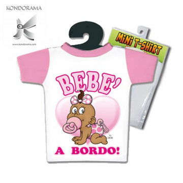 4885-31 MINI T-SHIRT ROSA BIMBA  BEBÈ A BORDO