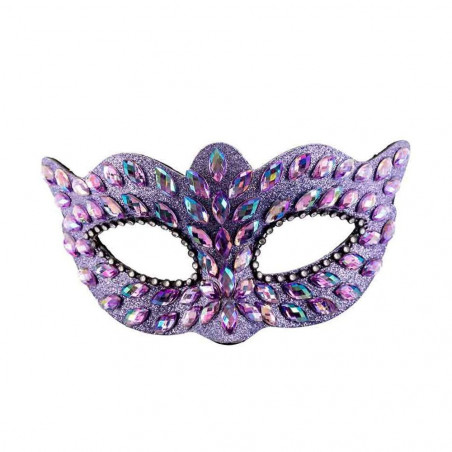 01260-4 MASCHERA LILLA IN PLASTICA C/GEMME E STRASS