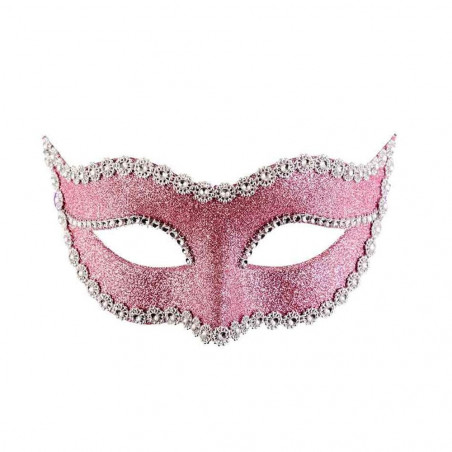 01288-4 MASCHERA IN PLASTICA C/GLITTER ROSA