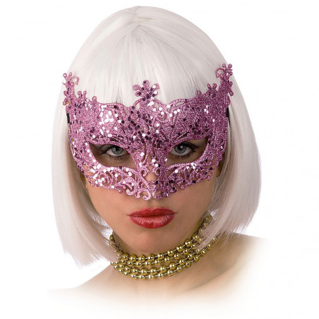 09559-1 MASCHERA IN PLASTICA C/GLITTER ROSA