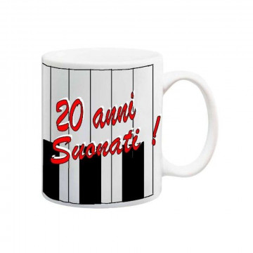 17408B TAZZA 20 ANNI SUONATI  TAZZA RICORDO IN CERAMICA CON SCATOLA