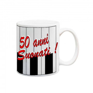 17408E TAZZA 50 ANNI SUONATI  TAZZA RICORDO IN CERAMICA CON SCATOLA