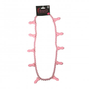 SEX20026 COLLANA ADDIO AL NUBILATO CON PERLE E PISELLI COLORE ROSA GADGET PER ADULTI SCHERZO TRAVESTIMENTO