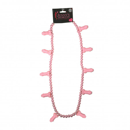 SEX20026 COLLANA ADDIO AL NUBILATO CON PERLE E PISELLI COLORE ROSA GADGET PER ADULTI SCHERZO TRAVESTIMENTO