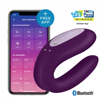 SATISFYER DOUBLE JOY CON APP PURPLE GIOCO DI COPPIA WIRELESS BLUETOOTH