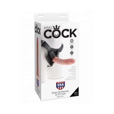 PD5623-21 KING COCK STRAP-ON HARNESS W/FLESH 8" COCK