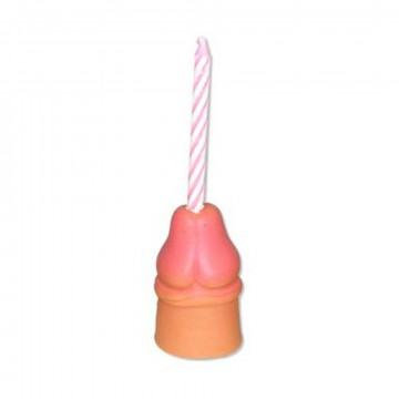 PORTACANDELA PENE PISELLO CON CANDELINA AUGURI DI BUON COMPLEANNO HAPPY BIRTHDAY