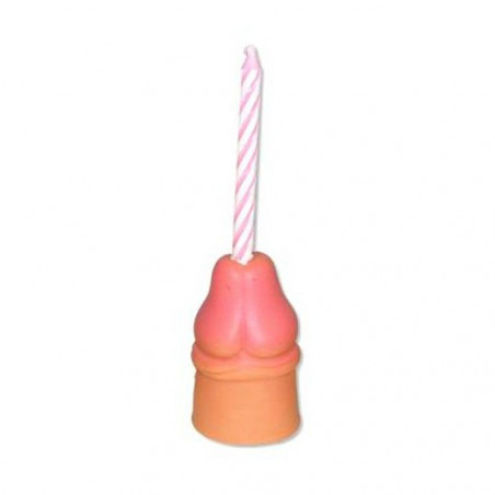 PORTACANDELA PENE PISELLO CON CANDELINA AUGURI DI BUON COMPLEANNO HAPPY BIRTHDAY